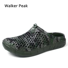 Брендовые камуфляжные мужские пляжные тапочки летние повседневные сандалии на деревянной подошве садовая обувь прозрачная обувь дышащие вьетнамки мужские размеры 45