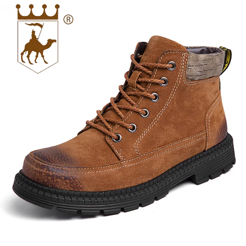 

BACKCAMEL New Men's Boots High Leather Boots England Black Short Boots Warm Snow Boots Wear-resistant Non-slip Size 38-47