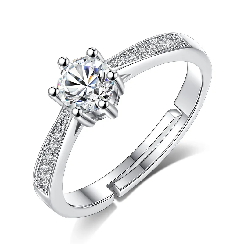 Utimtree изящный австрийский кристалл обручальное кольцо ювелирные изделия для невесты открытие женское регулируемое кольцо серебряного цвета с кубическим цирконием - Цвет основного камня: H-K35