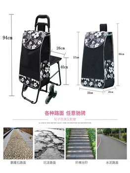 

Portable climbing stairs supermarket shopping cart folding elderly buying vegetables small cart with seat trolley trolley