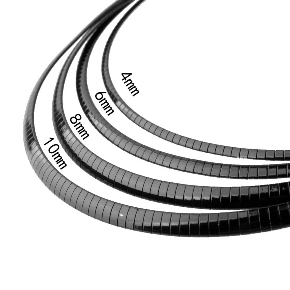 

3/4/6/8mm High Quality New Gift 316L Stainless Steel Black Flat Snake Chain Mens Necklace Link 18inch Fashion Jewelry Hotsale