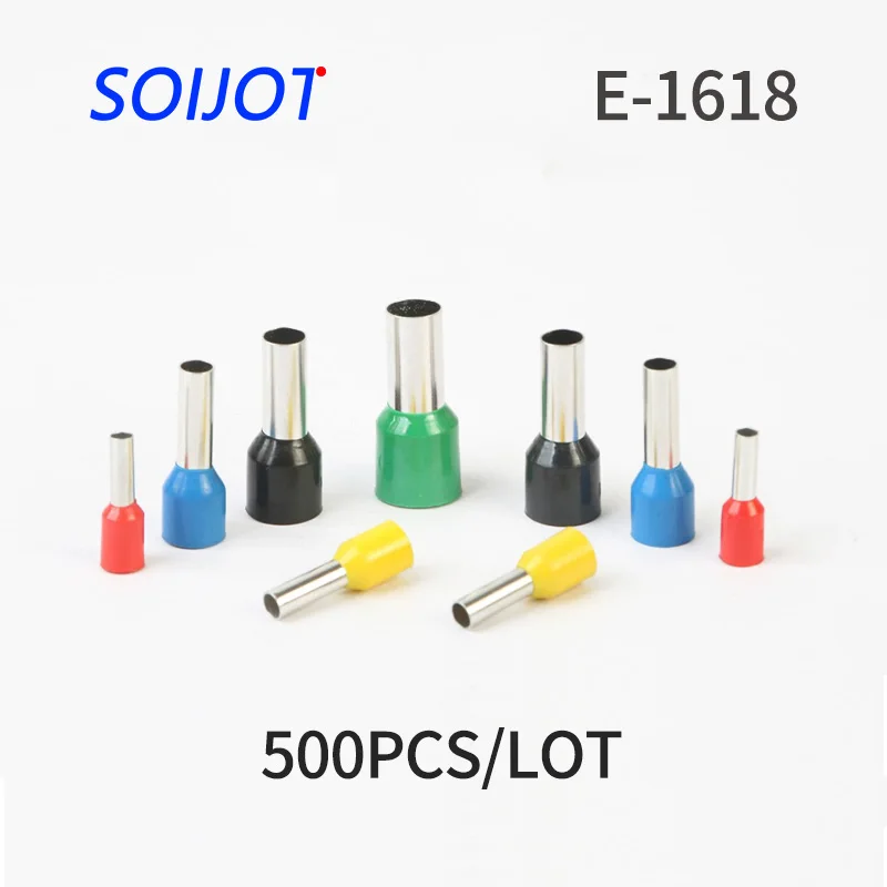 

500pcs E16-18 Tubular Wire Cold Pressure Connector Electrical Terminals Cable Crimps Wire Ferrules For 16.0mm2, 5 AWG Pin End