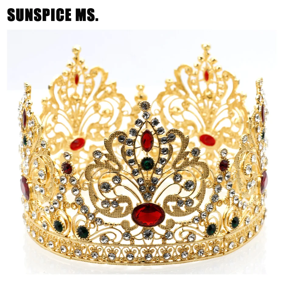 buy New Full Circle Tiaras Crowns For Women Wedding Hair Jewelry Princess Beauty Queen King Crown Flower Resin Vintage Crown Gift