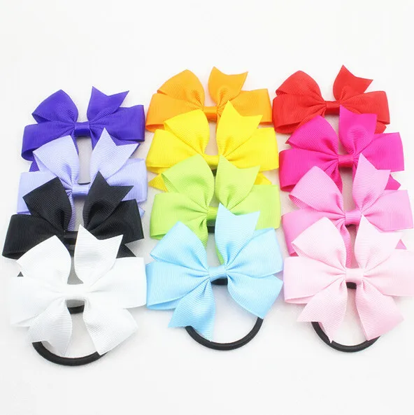 400pcs Wholesale Elastic Hair Band Bow Ponytail Holders for Girls