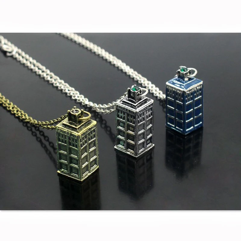 

MQCHUN New BBC Television Doctor Who Tardis Police Box Vintage Police Box House Necklaces Pendants Men Women Jewellery Gifts