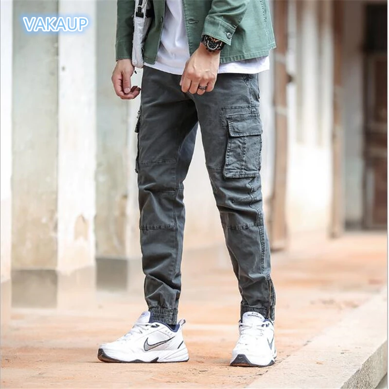 

New Mens Multi Bag Retro Suit Small Trousers National Tide Big Code Loose Casual Pants Day Cultivation Fashion Pants Modis