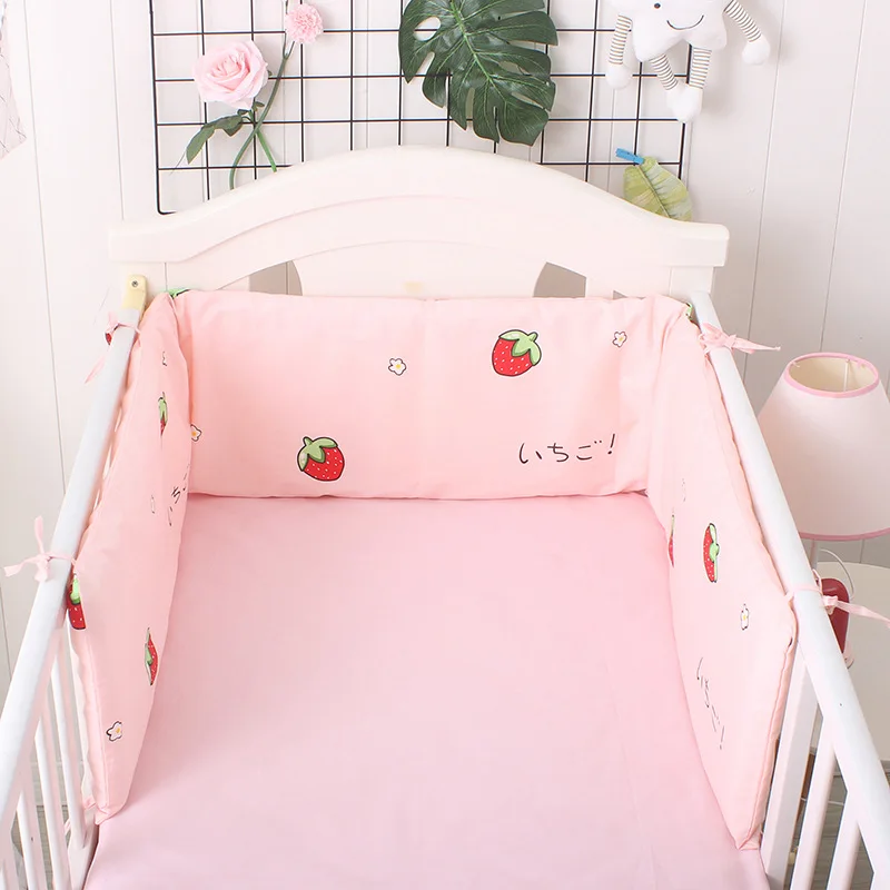Pink Strawberry Thick Baby Bed Crib Bumpers 180 28cm One Piece U