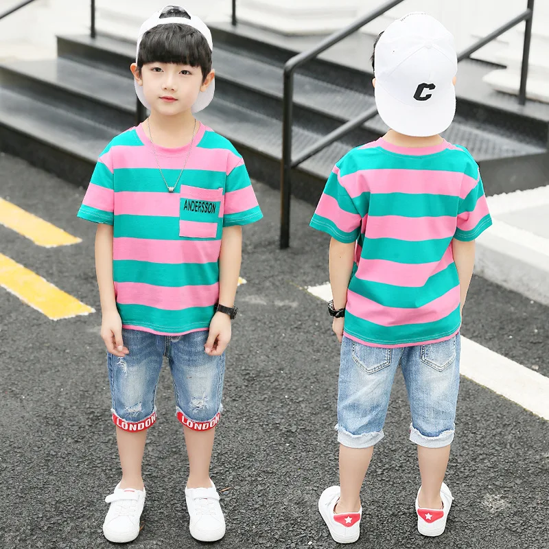 2019 الصيف الفتيان الملابس الرياضية دعوى مجموعة أزياء عارضة قصيرة الأكمام س الرقبة ملابس الأطفال مجموعة 2 قطعة تي شيرت + الجينز 2019 الصيف الفتيان الملابس الرياضية دعوى مجموعة أزياء عارضة قصيرة الأكمام س الرقبة ملابس الأطفال مجموعة 2 قطعة تي شيرت + الجينز