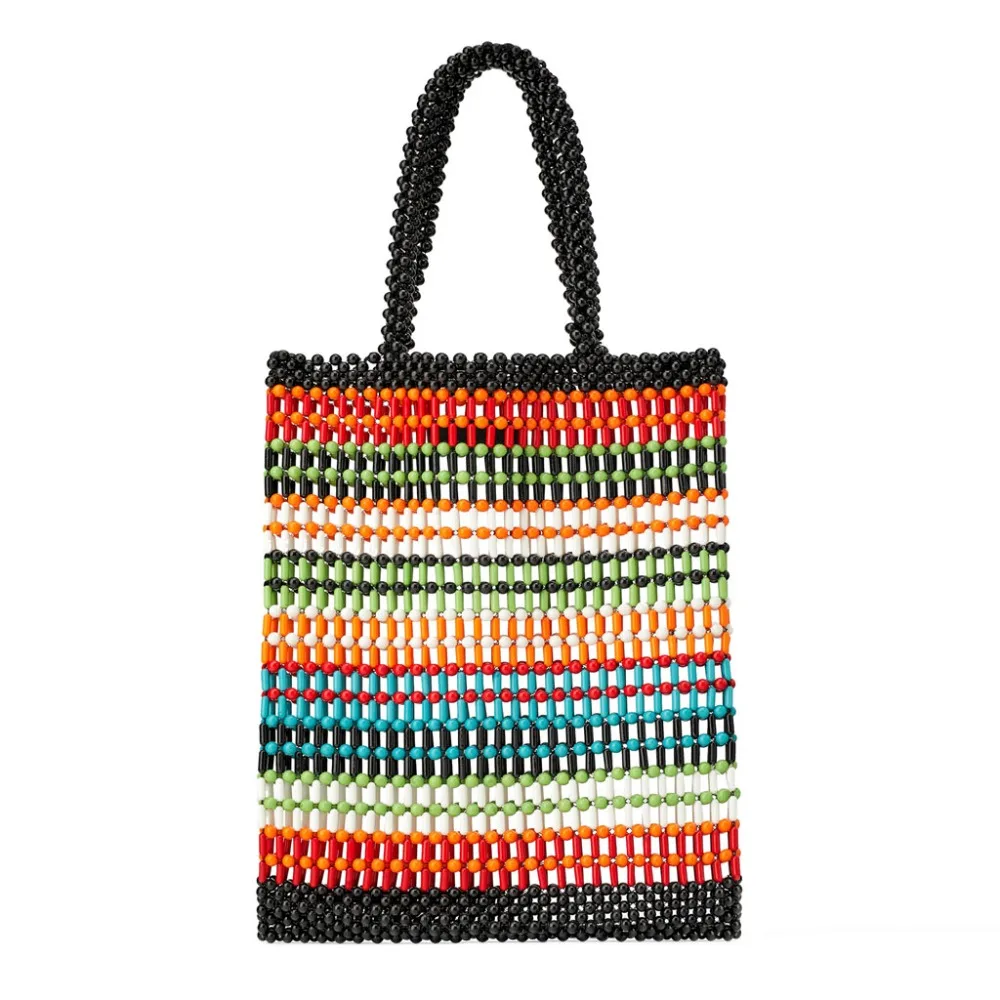 

NEW Handmade Beading Evening Shoulder Bag Women's Handbag Acrylic multicolour Beads Summer Beach Bag Pearls Messenger Party Bag