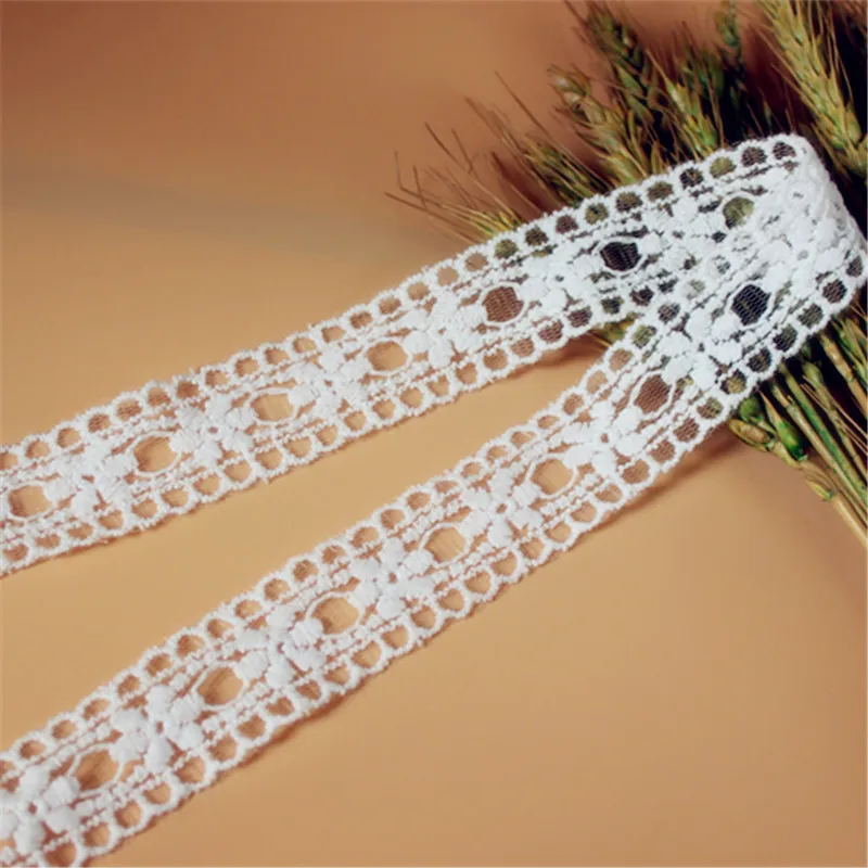

Кружевная отделка 30 ярд слоновой кости Марля сетчатый Тюль Кружево из хлопка с вышивкой тканевая лента ленты Швейные аксессуары 2,7 см 1in широкий QL4K175