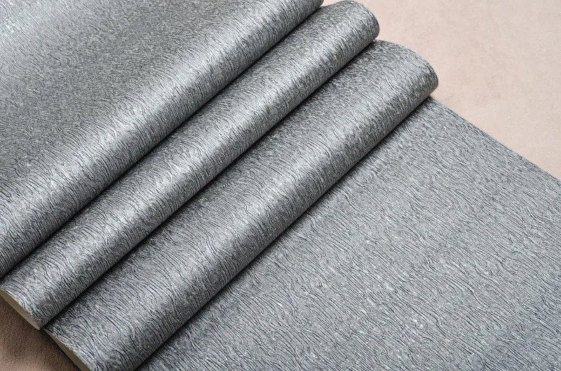 Silver Grey Black Metallic Textured Wallpaper Roll Gray Modern Striped