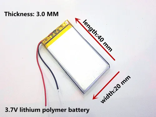 

Size 302040 3.7V 250mah Lithium polymer Battery with Protection Board For MP3 MP4 MP5 GPS Digital Products
