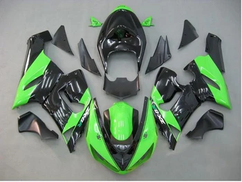 

7gifts+ green black fairing kit FOR NINJA ZX 6R 636 07 08 ZX-6R 07-08 ZX6R 2007 2008 ZX 6R 07 08 fairings & Freecustom