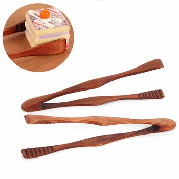 

Food Tong Bread Clip Pizza Tong Multi-functional Clamp Non-Stick Salad Meat Vegetable Clip Kitchenware Dinnerware Wooden 1pcs