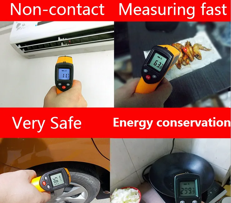 Ручной бесконтактный infarred термометр/Высокоточный цифровой пирометр для промышленного 1 шт