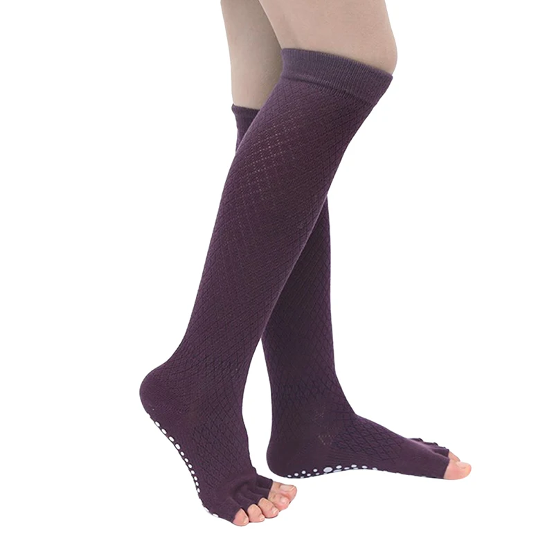 Женские длинные носки для йоги нескользящие женские спортивные носки для массажа короткие пальцы быстросохнущие теплые спортивные носки