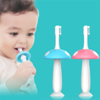 

Baby Food Grade Silicone Toothbrush Kids Anti-swallow Design Lovely Training Toothbrush Cute Mushroom Shape Children Dental Care