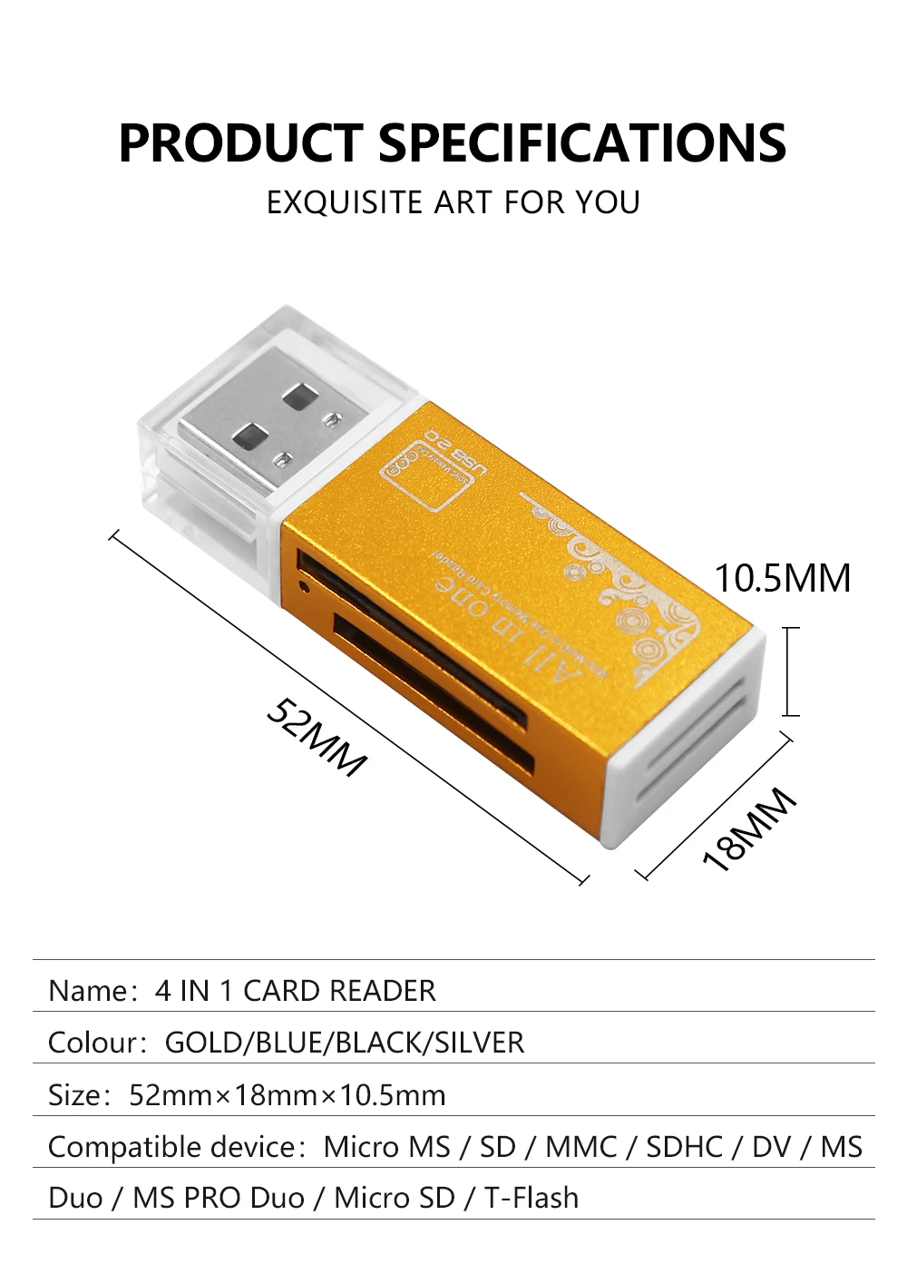 Красочный Мульти в 1 карта памяти SD Reader для Memory Stick Pro Duo Micro SD, T-Flash, M2, MS флэш-карта памяти