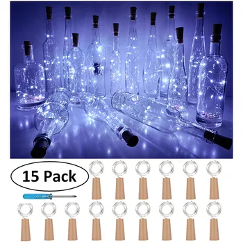 

Bottle String Lights 15PCS Lights Lamp Cork Shape For 1M 10 LED Wine Bottle String Party Romantic Home Decor DTY LED Lights T6#