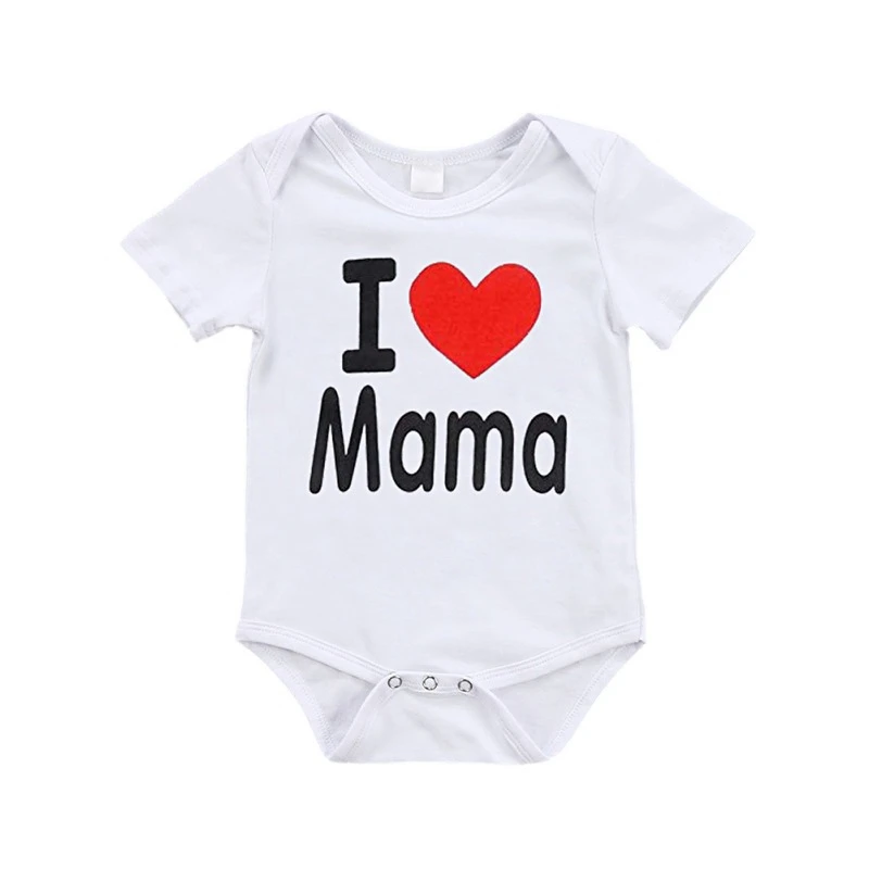 Одежда для новорожденных с коротким рукавом из 100% хлопка надписью I Love Papa Me