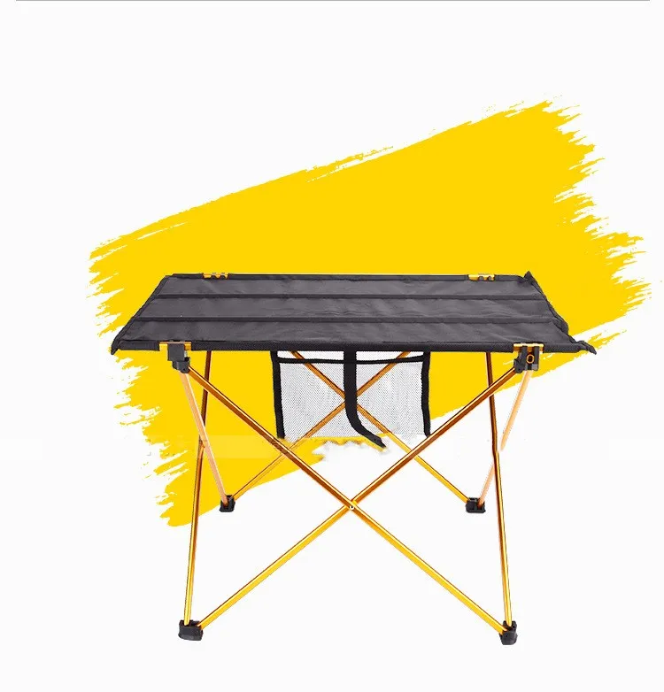 Алюминиевый Сплав стол для пикника водостойкий Ультра-легкий прочный раскладной столик для наружного кемпинга Пикник - Цвет: Gold