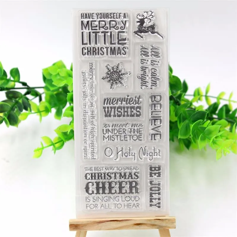 1PCS Christmas deers Design Transparent Clear Stamp DIY Scrapbooking Card Making Christmas Decoration Supplies