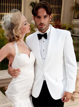 

Fashion bridegroom White Shawl Lapel suits / wedding tuxedo for men 3 pieces suits ( jacket+Pants+tie)