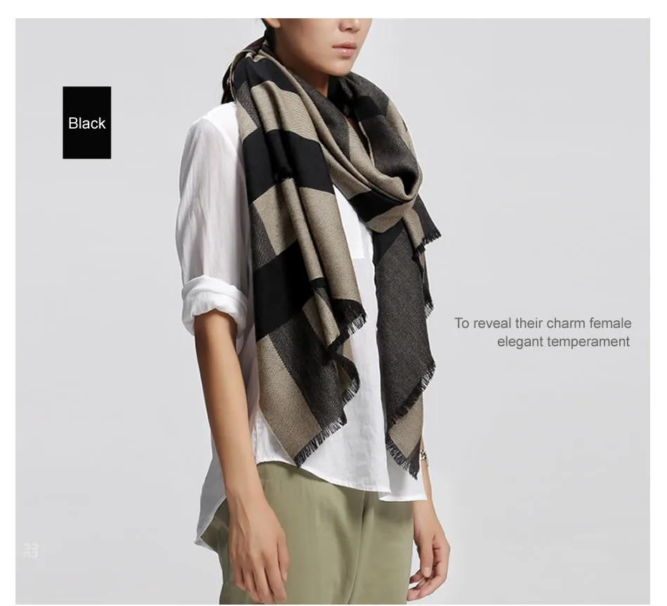 Горячая Распродажа Модный женский клетчатый шарф осень зима шерсть кашемир дизайнерская шаль шарф брендовые шарфы Rainbo