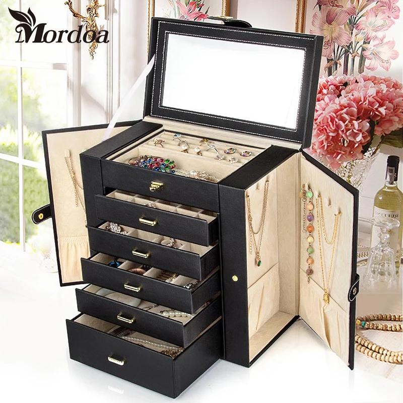 Mordoa Jewelry Display Watch Box Jewelry Necklace Earrings Rings Pendant High-end European Retro Princess Box Makeup Organizer