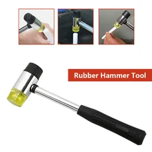 Двусторонний материал мягкий молоток 1" Длина 25 мм черный Пластик покрытием Grip двойной резиновый молоток ручной инструмент кожа DIY инструмента