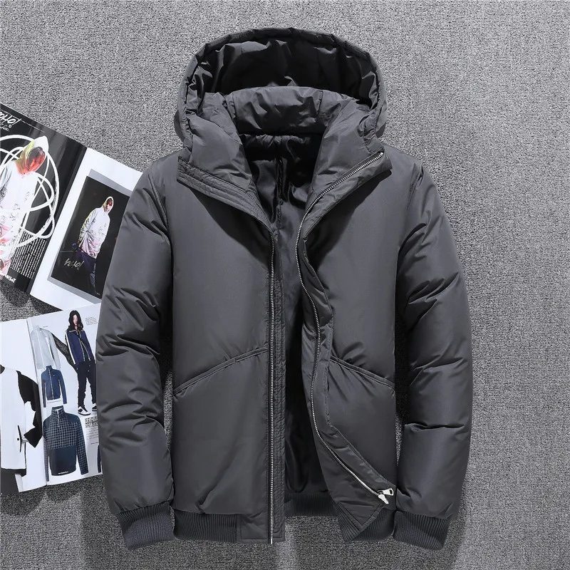 Windproof Men's Down Jacket Warm Hooded Winter Duck Down Jacket for Men Outerwear White Down Coat Padded Jacket Clothes,7804