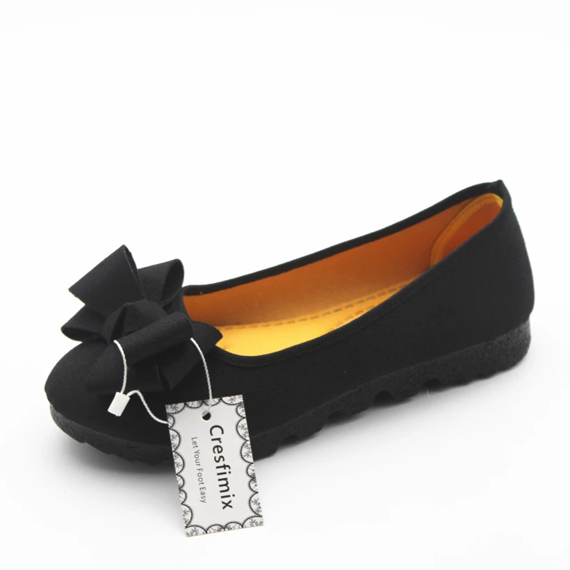 Cresfimix women fashion spring & summer slip on flat shoes lady comfortable black loafers lady cool flock summer shoes a303