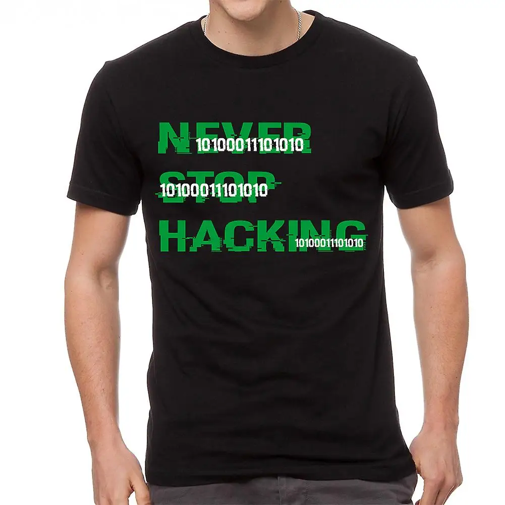 Мужская футболка с надписью Never Stop Hacking | одежда