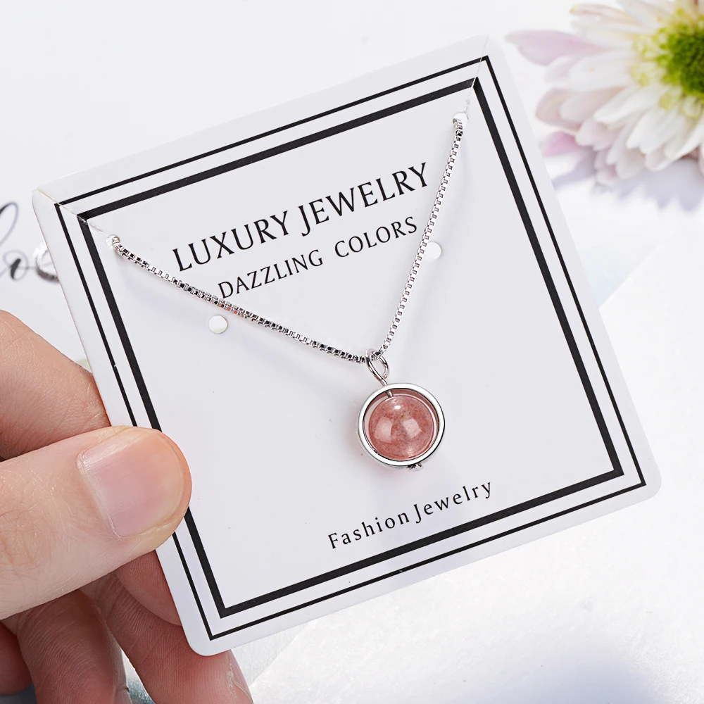 

925 Sterling Silver Crystal Pink Stone Beads Pendants&Necklaces Sterling Silver 925 Chain Necklace Jewelry Collar Colar de Plata