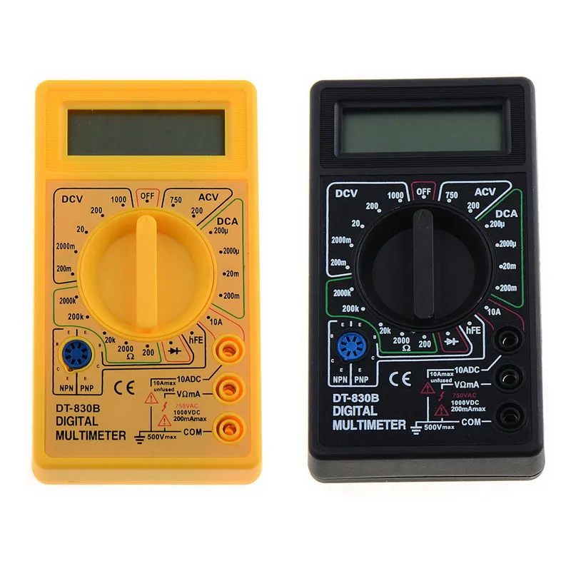 

1 PC Black Yellow Universal Digital Multimeter AC/DC Ammeter Voltmeter Ohm Electrical Tester DT-830B VEH57 P30