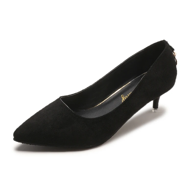 

Free shipping Autumn 2018 new black high-heeled women with professional dress pointed stiletto thick with suede wild sexy