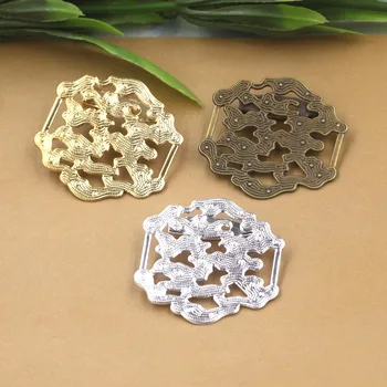 

33x31mm Blank Brooch Bases Vintage Filigree Flower Brooches Pins Back Settings Safety-pin DIY Findings Multi-color Plated
