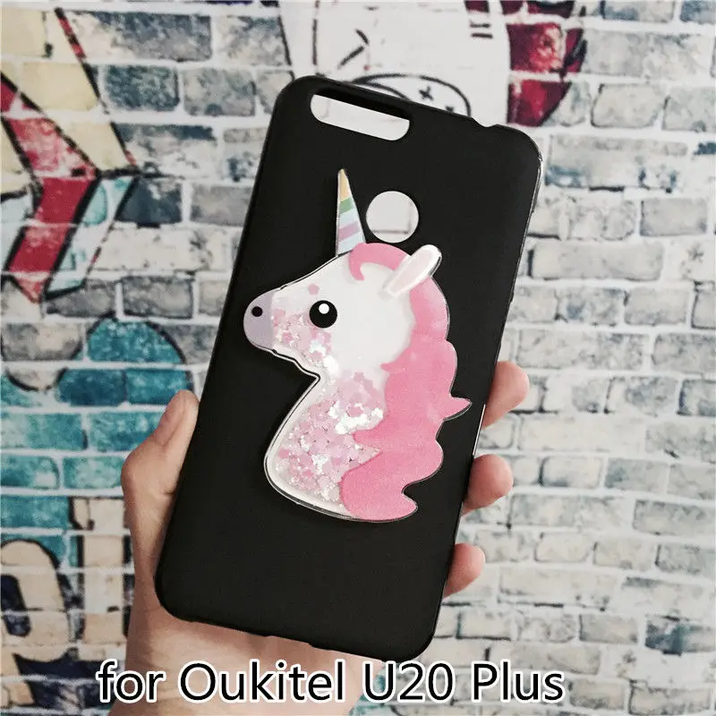 

Luxury TPU Girls Case Coque for Oukitel U20 Plus Unicorn Cover Dynamic Quicksand Phone Cases Glitter Liquid Silicon Shell Bag