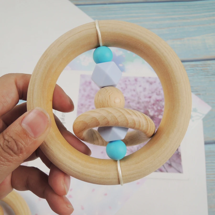 Новое поступление Монтессори детская погремушка подарок для ребенка деревянный Прорезыватель кольцо органический деревянный