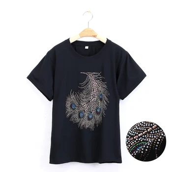 

Peacock feather Diamond Shining Print Women tshirt Cotton Casual Funny t shirt For Lady Girl Top Tee Hipster Drop Ship D-6
