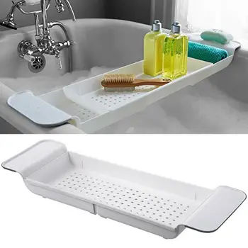 

Retractable Plastic Bathroom Shelf Shower Storage Rack Holder Shampoo Bath Towel Tray Kitchen Bathroom Shelves Organizer