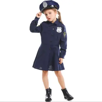 

Adult Child Girls Policemen Cosplay Halloween Costume Girls Navy Dress With Hat Kids Girls Women Policewoman Costume Fancy Dress