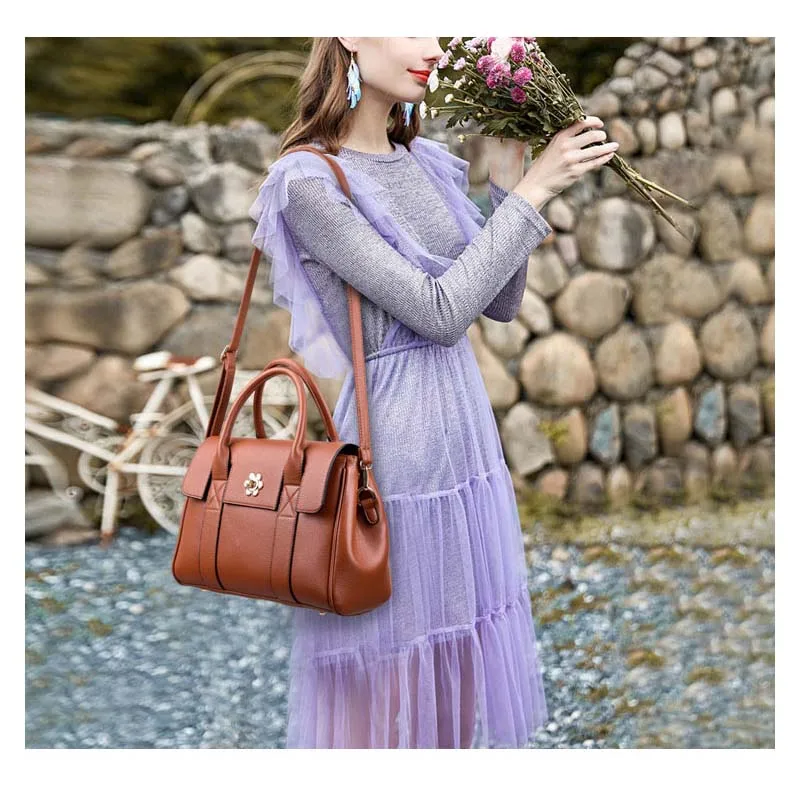 هنالك حقيقية حقائب يد جلدية المرأة مصمم حقائب ساعي مموهة الإناث حقيبة كتف قمة الموضة-مقبض حقيبة عالية الجودة