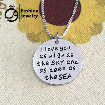 

Wholesale I love you as high as sky and as deep as SEA Charm Pendant Necklace Christmas Gift 20Pcs/Lot #LN1121