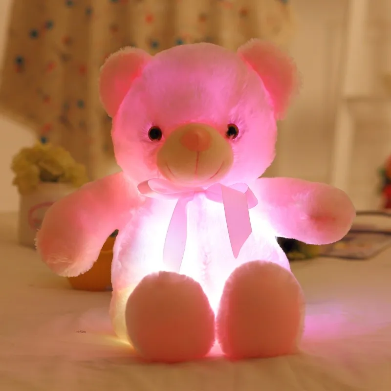 50 см креативный светильник светодиодный индуктивный плюшевый мишка мягкие животные плюшевая игрушка красочный светящийся плюшевый мишка рождественский подарок для детей