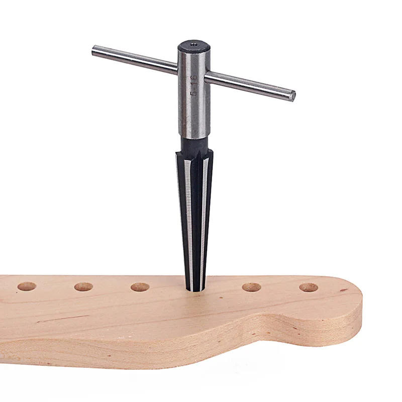 

New Bridge Pin Hole Reamer T Handle Tapered 6 Fluted Reaming Guitar Woodworker Cutting Tool XD88