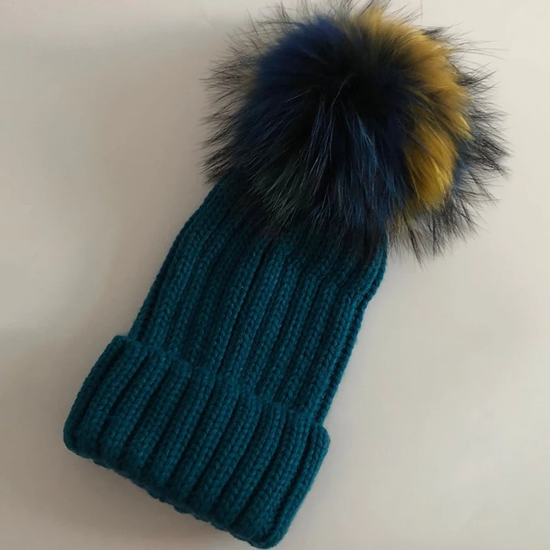 Модные помпоны из натурального Лисьего меха и норки, 15 см, шапочки Skullies Beanies для девочек, детские зимние теплые шапочки Skullies Beanies, новинка
