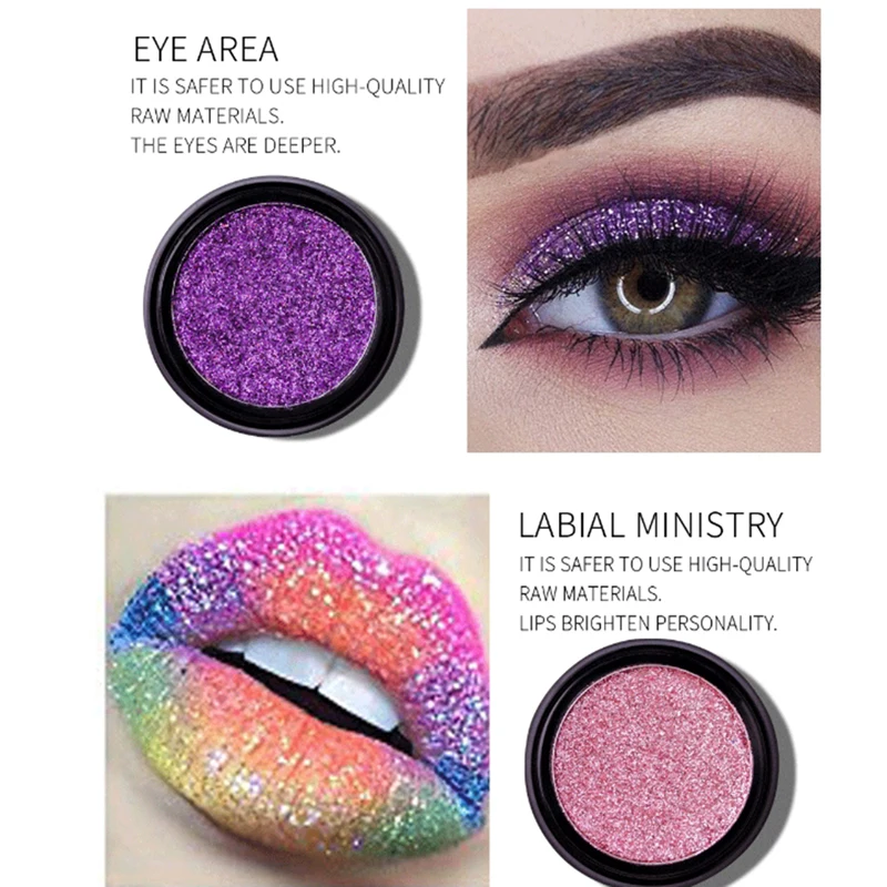 Manooby Sequins Eyeshadow 6Colors Single Palette Illuminator Makeup Metal Eye Shadow Pigment Cosmetics