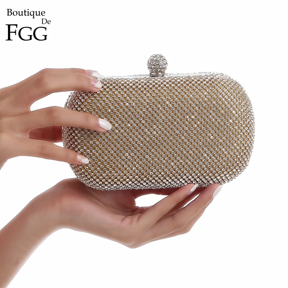 

American Party Queen Women Wedding Dress Black Gold Silver Crystal Ball Mesh Metal Evening Bags Purse Banquet Clutch Hadnbags