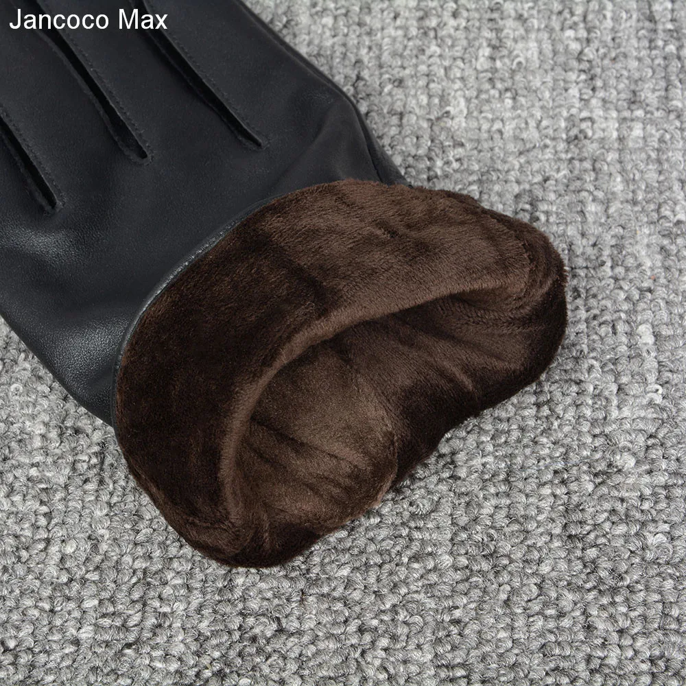 Jancoco Max перчатки из натуральной овечьей кожи для мужчин зимние спортивные черные варежки с сенсорным экраном Новое поступление S2053